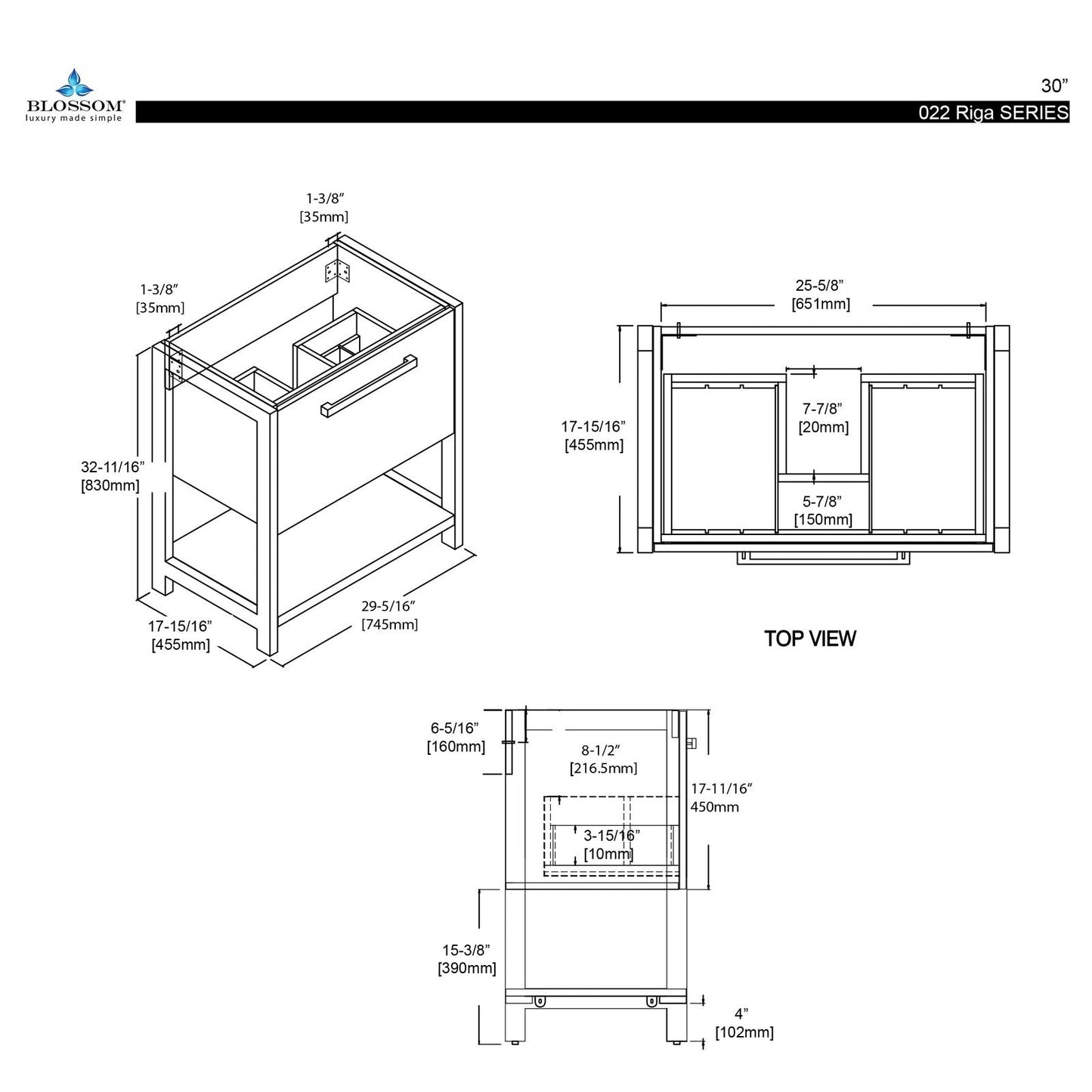 Blossom Riga 30 Inch Bathroom Vanity - V8022 30 01