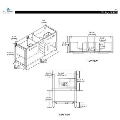 Blossom Riga 60 Inch Bathroom Vanity - V8022 60 01