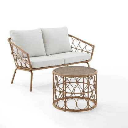 Crosley Juniper 2pc Outdoor Wicker Conversation Set Creme and Natural - CO7371NA-CR