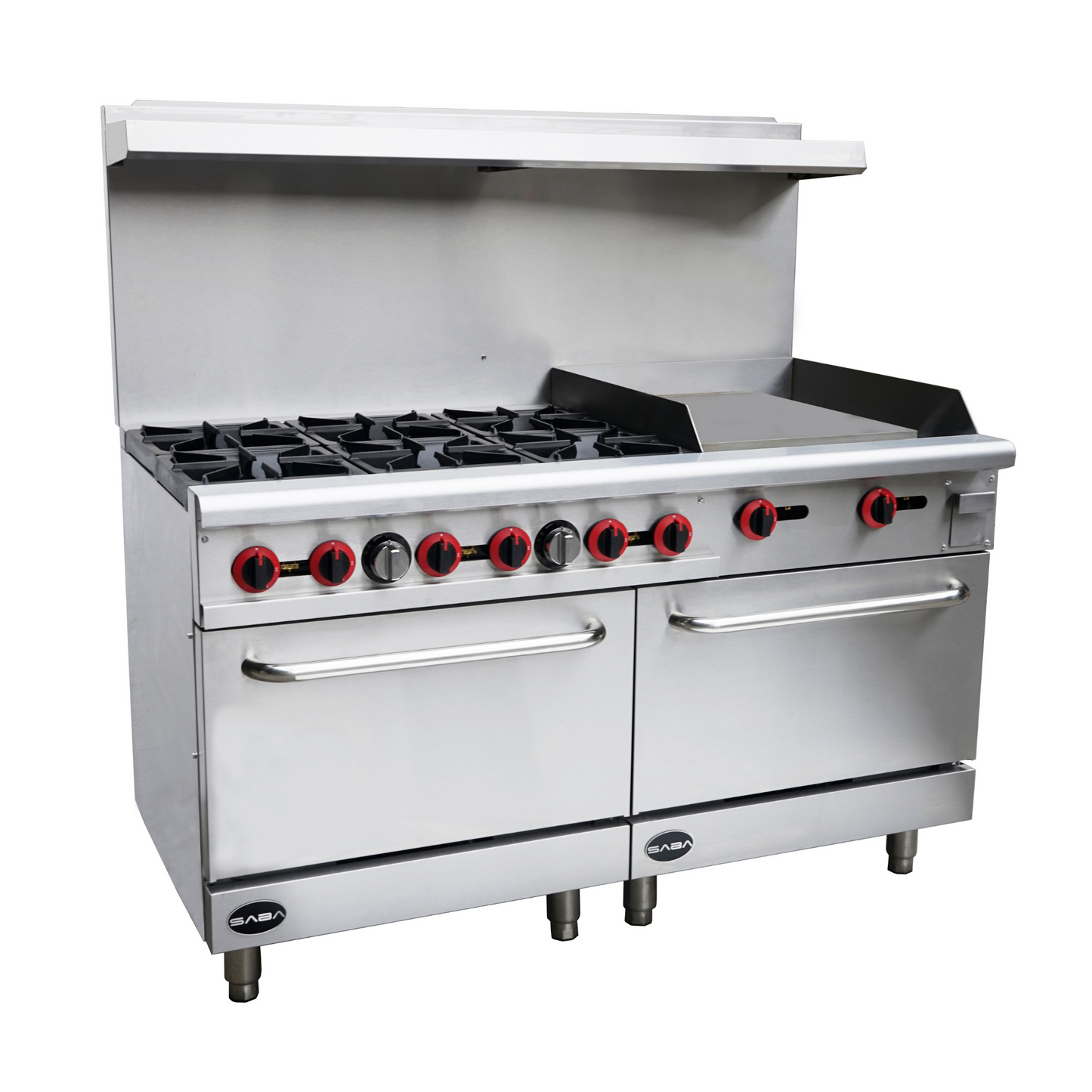 SABA Commercial Gas Range (6 Burner) with 24" Gas Griddle & Bottom Oven -  GR60-G24