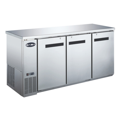 SABA- 24" Depth 72' Three Door Commercial Back Bar Cooler Stainless Steel -  SBB-24-72SS