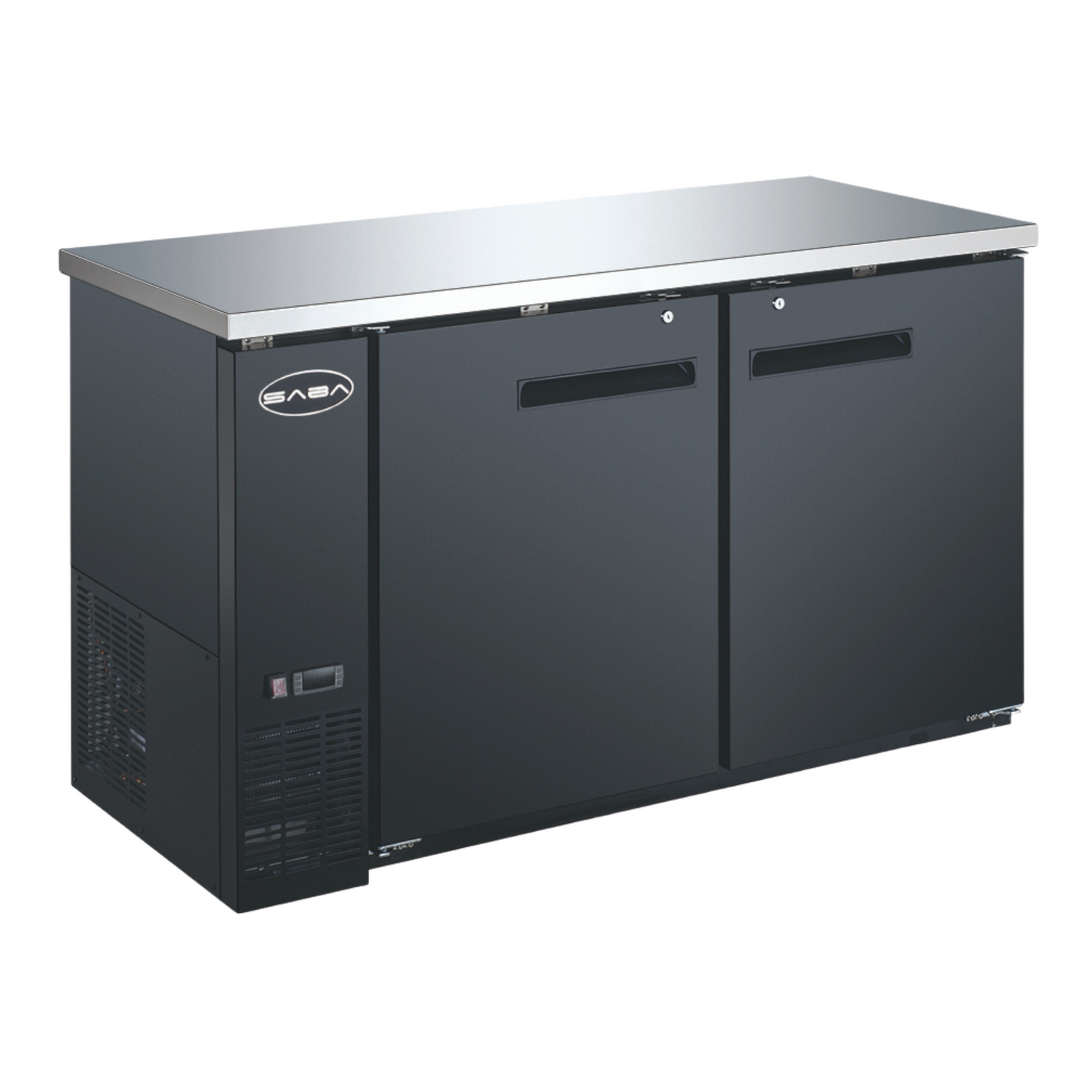 SABA 27" Depth 58" Two Door Commercial Back Bar Cooler (Black) -  SBB-27-58B