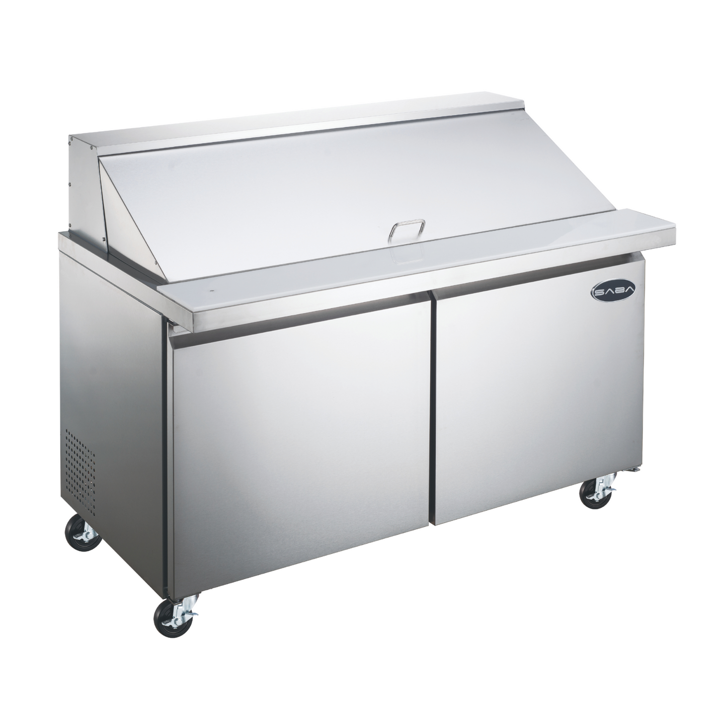 SABA 48" Two Door Commercial Mega-Top Sandwich Prep Table with 18 Pans -  SPS-48-18M
