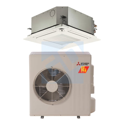 Mitsubishi KF 12,000 BTU 20.8 SEER H2i 4-Way Ceiling Cassette Heat Pump System - SLZKF12NAHZ+SLP18FAU