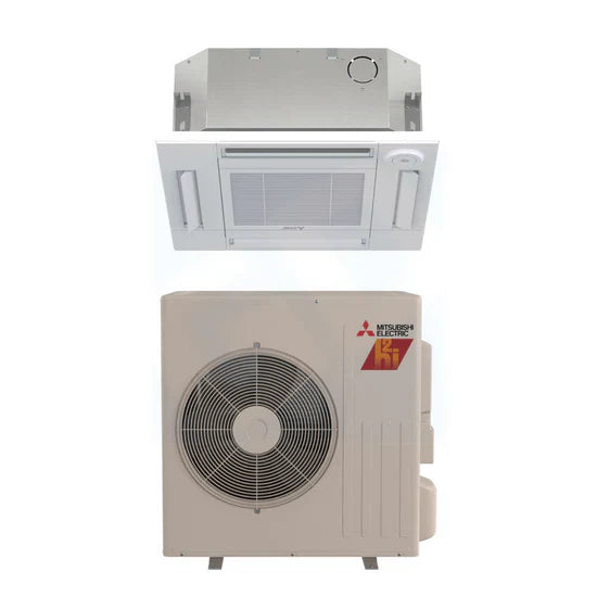 Mitsubishi KF 15,000 BTU 20.7 SEER 4-Way Ceiling Cassette Heat Pump System - 18FAU