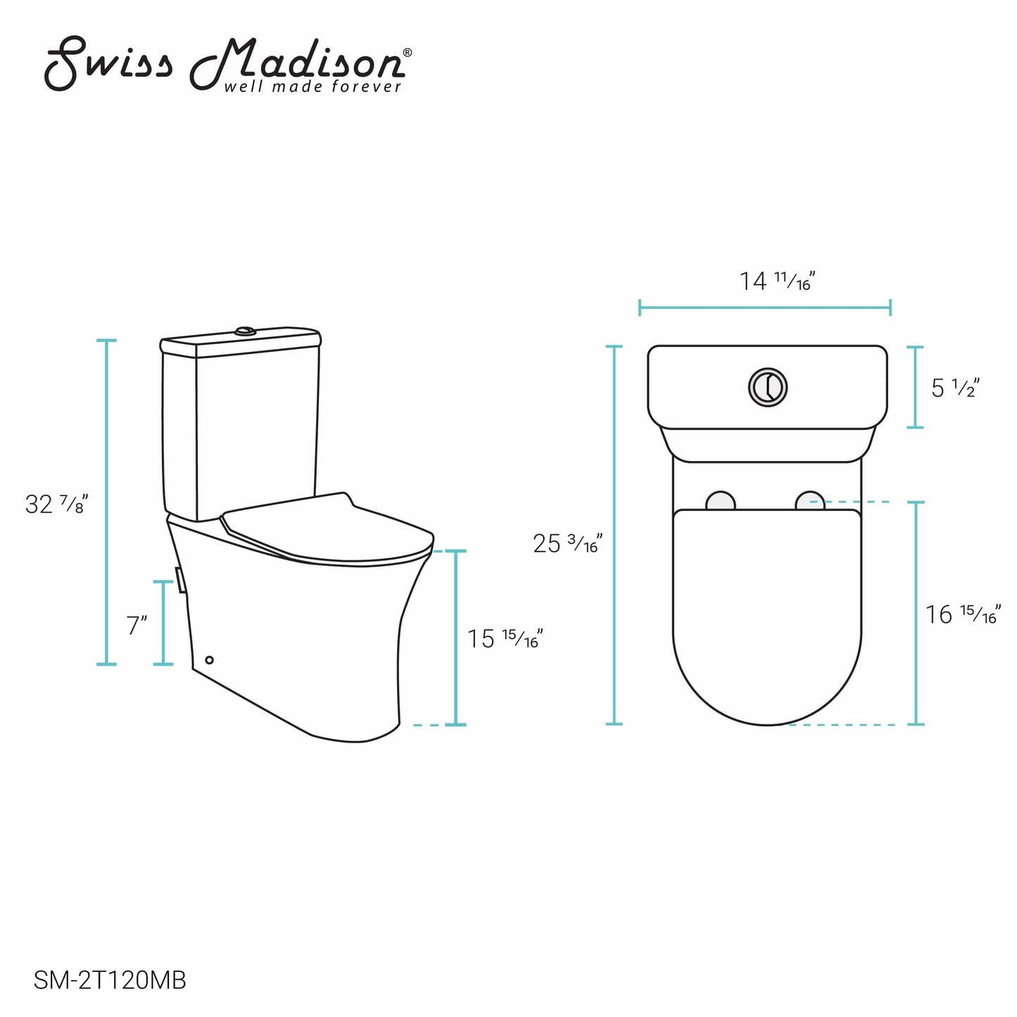 Swiss Madison Calice Two-Piece Elongated Rear Outlet Toilet Dual-Flush 0.8/1.28 gpf in Matte Black - SM-2T120MB - Backyard Provider
