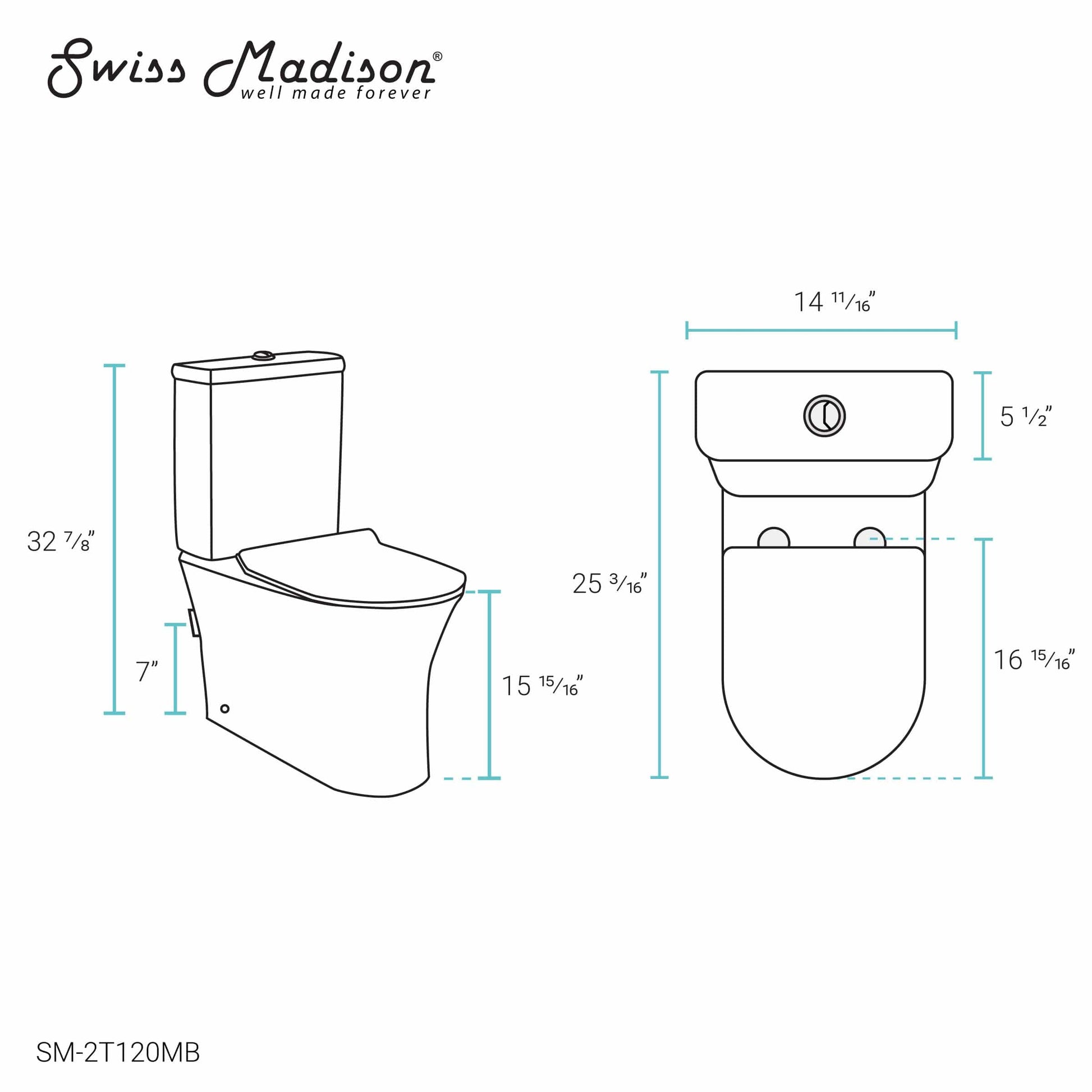 Swiss Madison Calice Two-Piece Elongated Rear Outlet Toilet Dual-Flush 0.8/1.28 gpf in Matte Black - SM-2T120MB - Backyard Provider