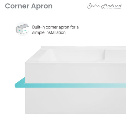 Swiss Madison Claire 60" x 32" Right-Hand Drain Drain Alcove Tub with Corner Apron - SM-AB571 - Backyard Provider