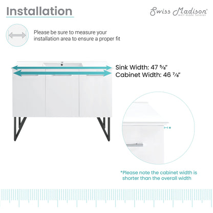 Swiss Madison Annecy 48" Bathroom Vanity in White - SM-BV214 - Backyard Provider