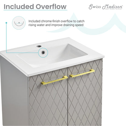 Swiss Madison Annecy 24" Bathroom Vanity in Diamond Grey - SM-BV257E - Backyard Provider