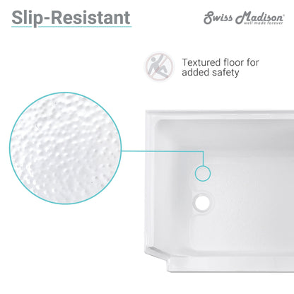 Swiss Madison Aquatique 60" x 32" Left Drain, Shower Base - SM-SB537W - Backyard Provider