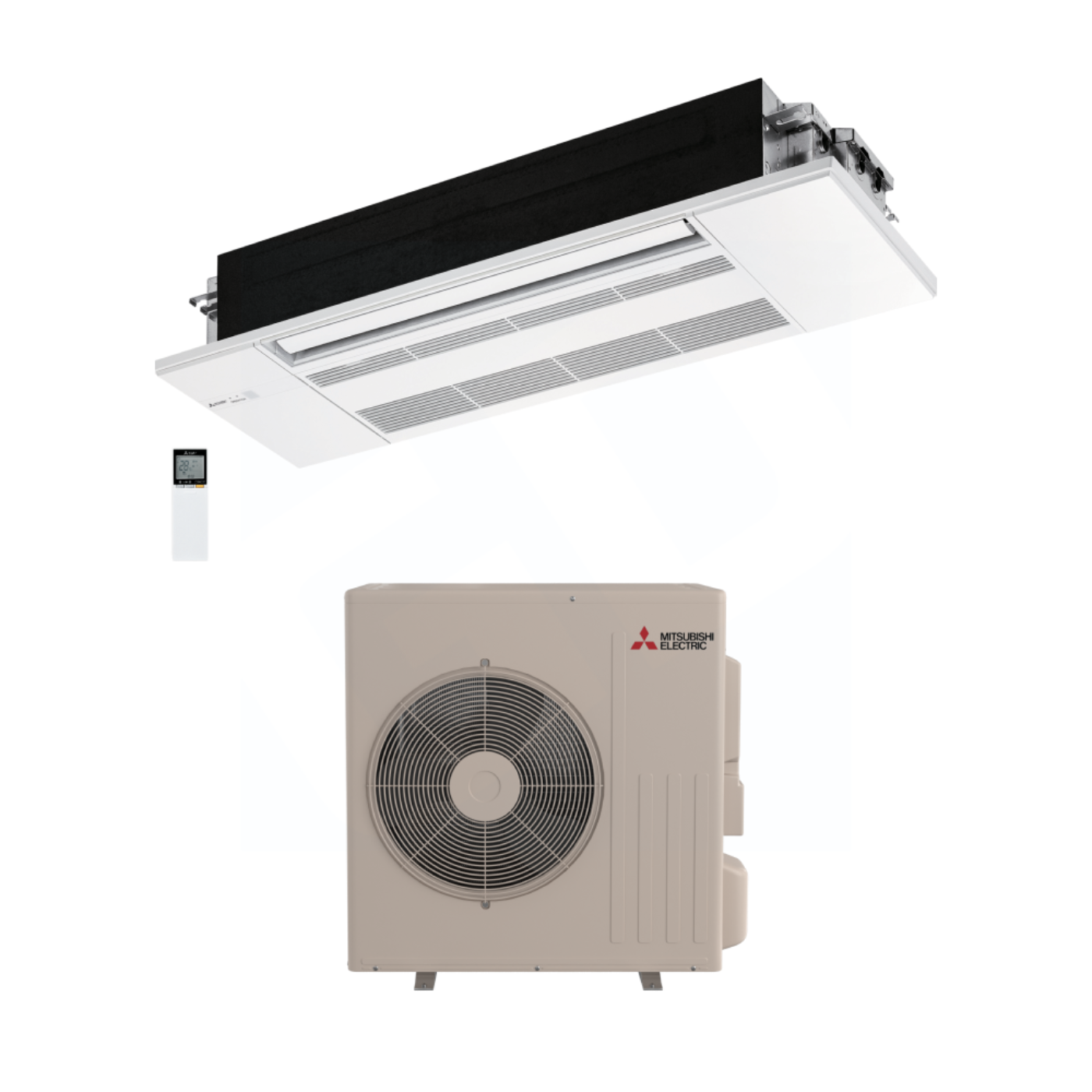 Mitsubishi MLZ-KX09NL & SUZ-AA09NLHZ 9,000 BTU 16.7 SEER2 One-Way Ceiling Cassette Hyper Heating Heat Pump System (w/ Grille) - R454B - MLZKX09NL/MLP449WU/SUZAA09NLHZ