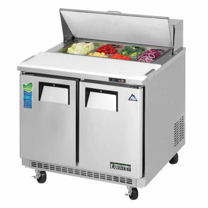 Everest Commercial 35" 6 Pan Salad Sandwich Food Prep Table Refrigerator Two Drawers - EPBNSR2-D2