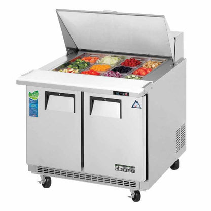 Everest Commercial 35" 12 Pan Salad Sandwich Food Prep Table Refrigerator Two Section Mega Top - EPBSR2