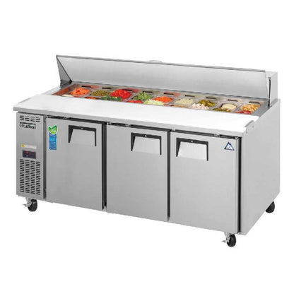 Everest Commercial 71" 18 Pan Salad Sandwich Food Prep Table Refrigerator 3 Section - EPR3
