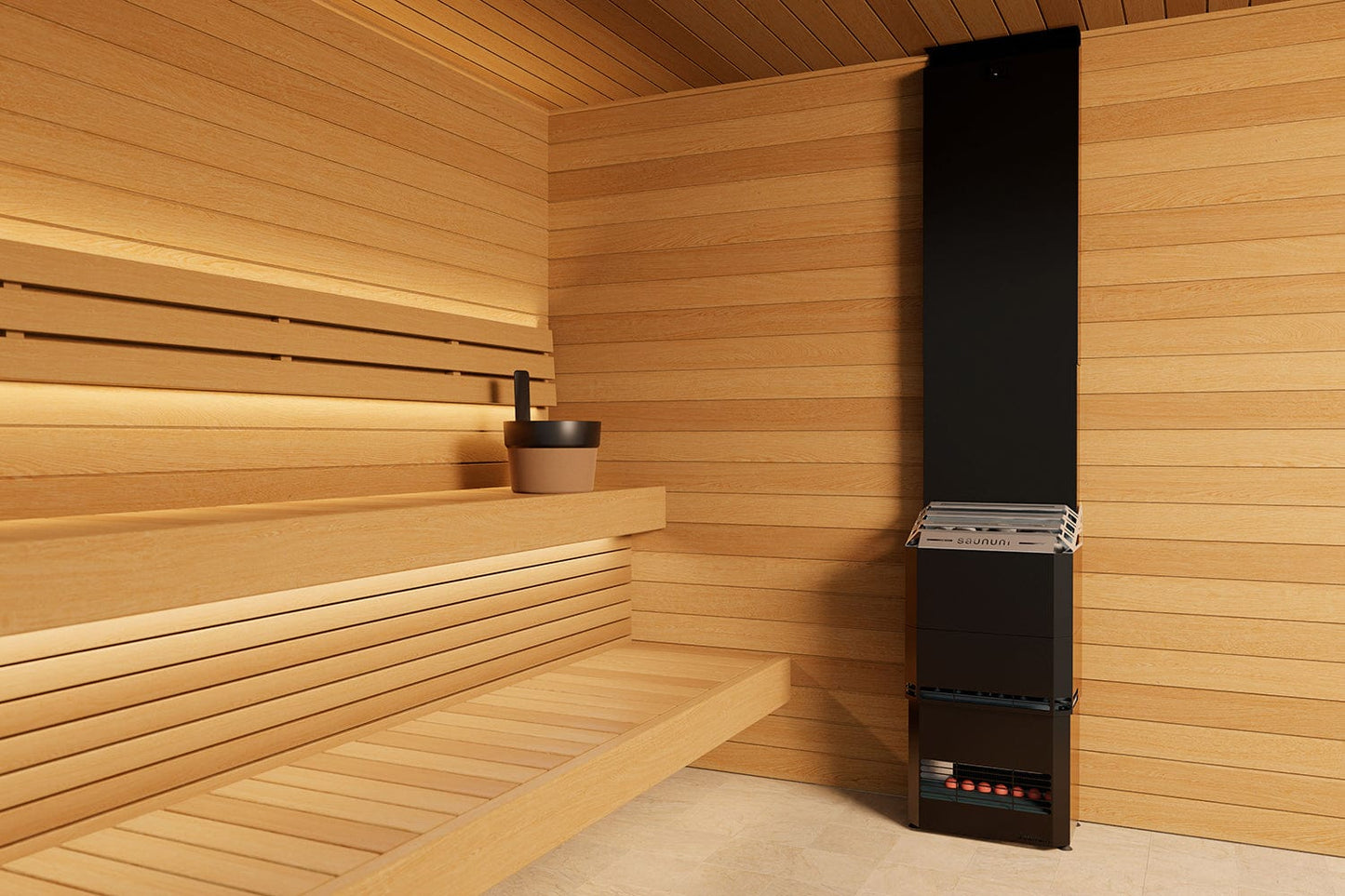Saunum Air 10 Sauna Heater Air Series, 9.6kW Sauna Heater w/Climate Equalizer, Black - 4745090017854