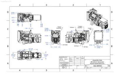 Aurora Generators 8kW 48 Volt DC Generator/ No Canopy Enclosure - PowerGen USA - AGi10P-48-O