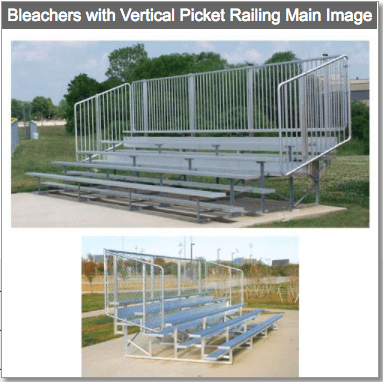 Bleachers 4 or 5 Rows Aluminum Bleachers with Safety Vertical Picket Railing - NB0415V