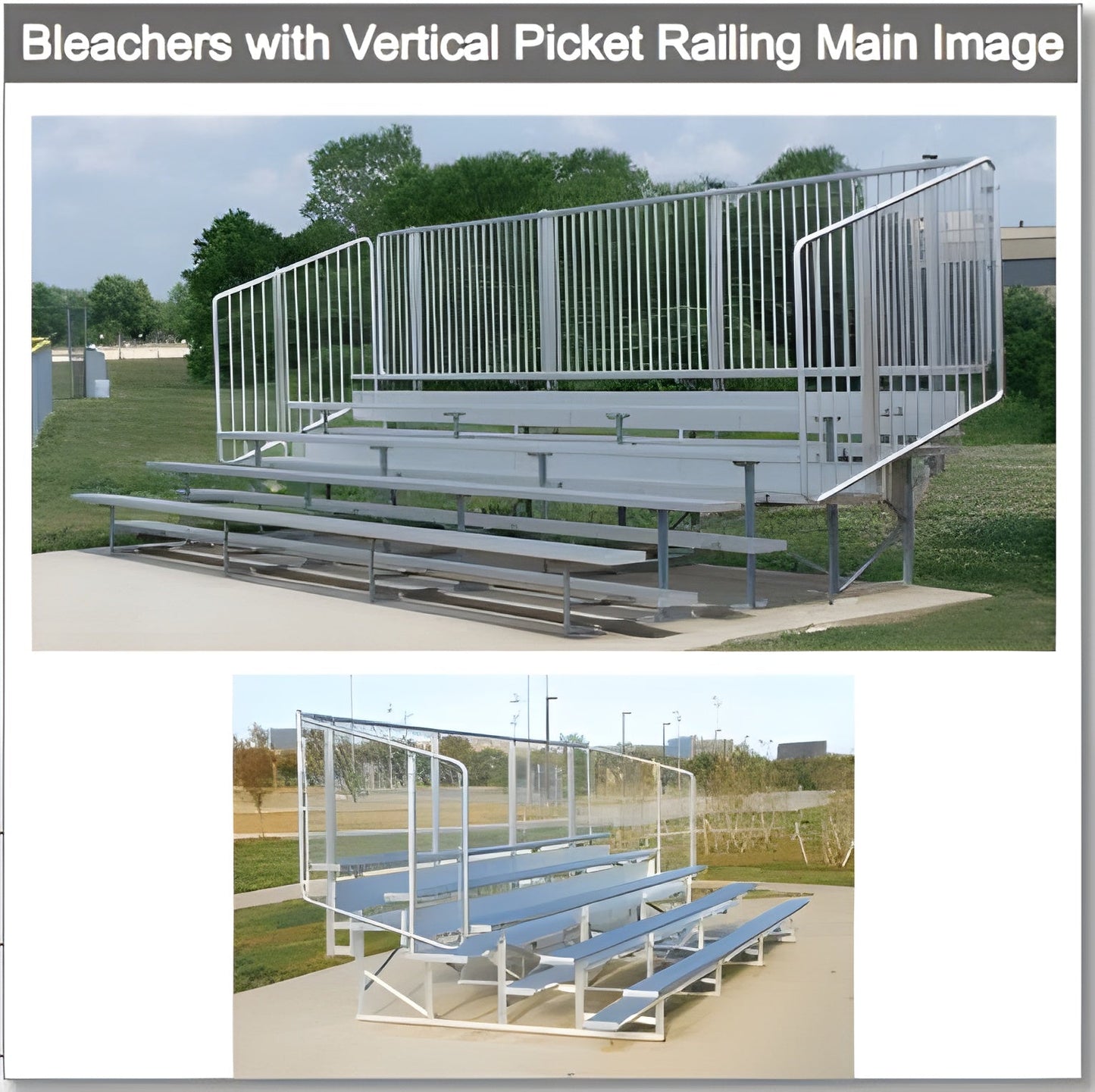 Bleachers 4 or 5 Rows Aluminum Bleachers with Safety Vertical Picket Railing - NB0415V