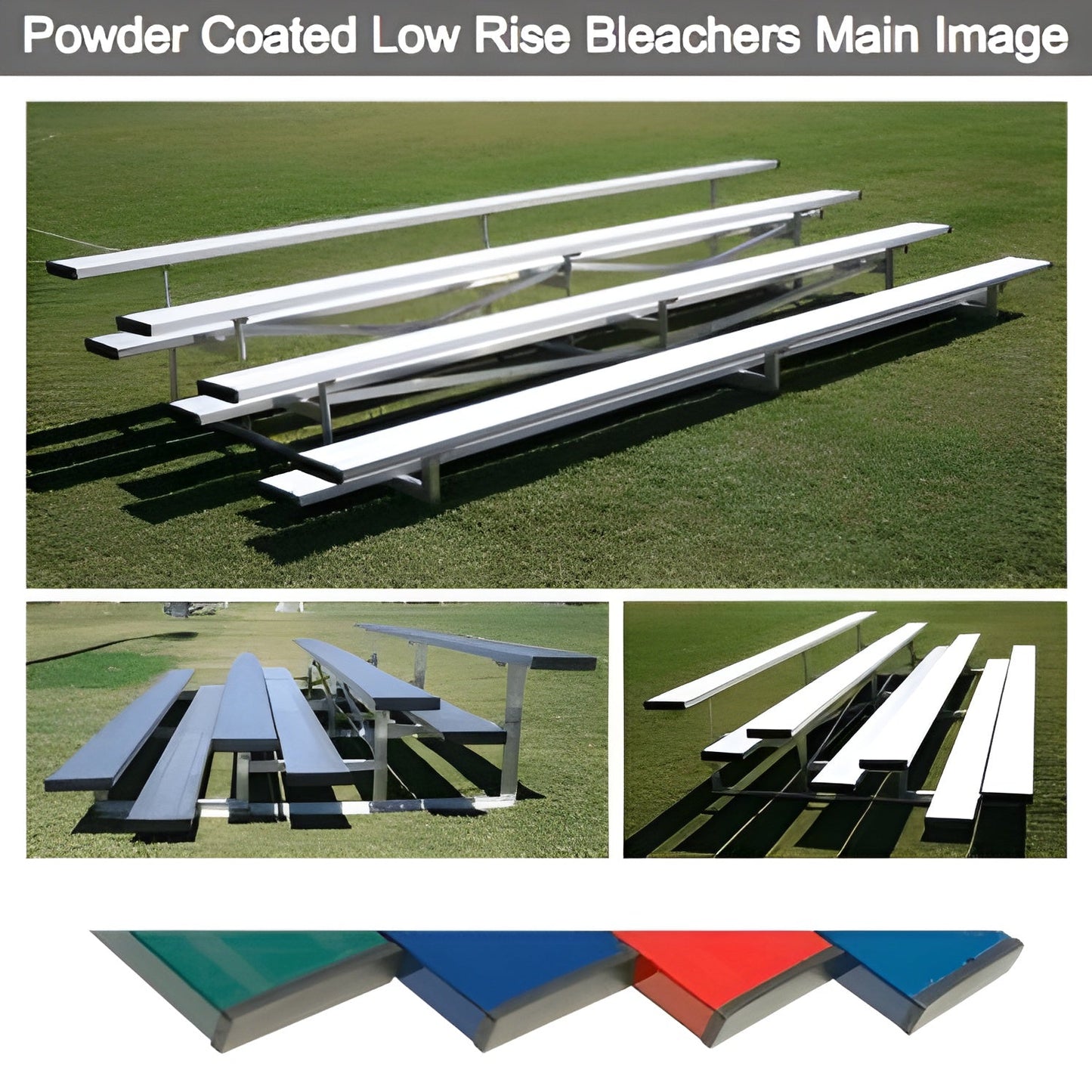 Bleachers 4 Row Powder Coated Low Rise Aluminum Bleachers - 40-42-BLCH-4ALPC