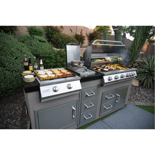 Kokomo Teppanyaki, Griddle, Built-In BBQ Grill with Side Burner, Storage Drawers 7'6" - KO-7'6"-Tep-Side-5-Burn-LP
