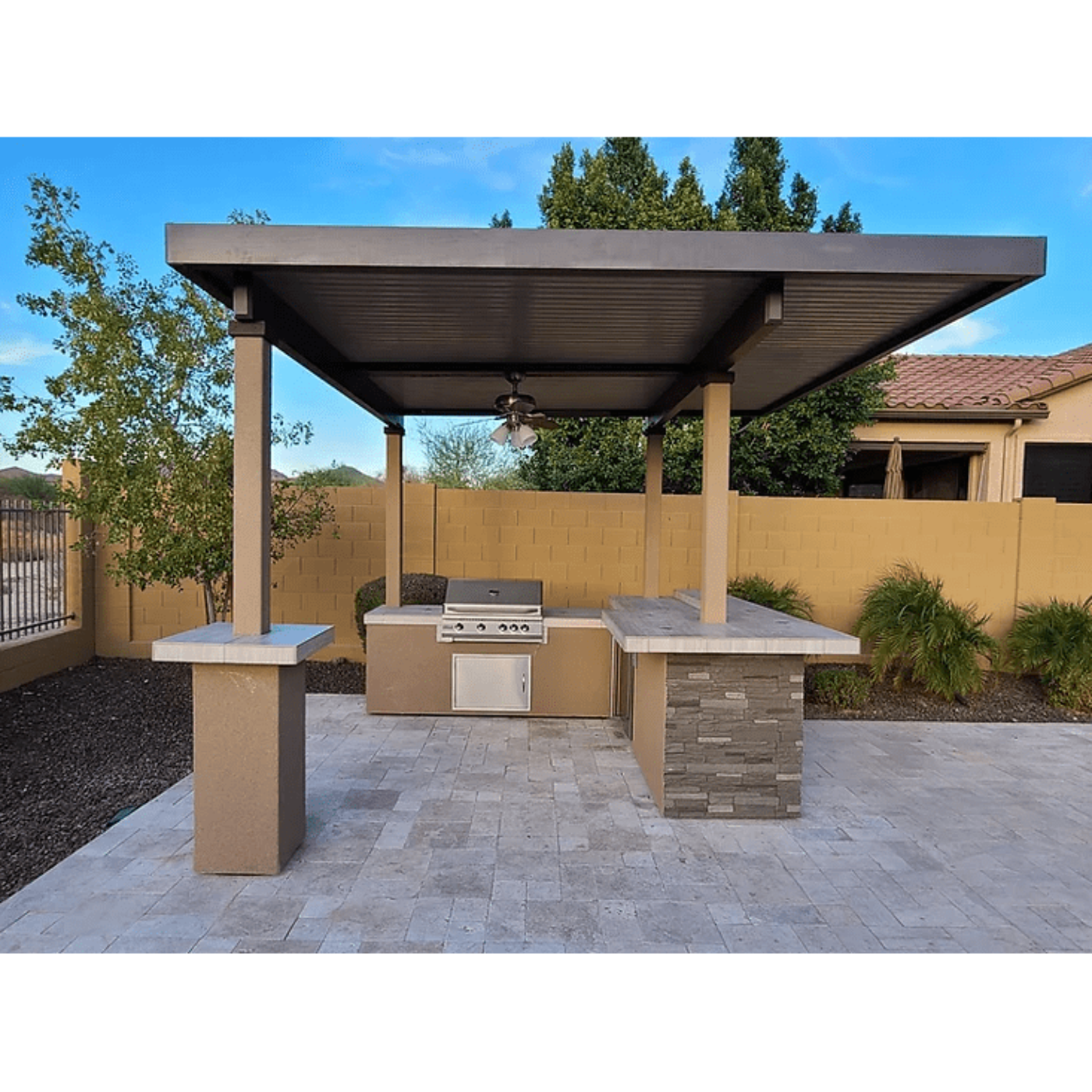 Kokomo Aruba BBQ Island With 12' x 12' Pergola Built-In BBQ Grill - Aruba12x12Canopy-LP