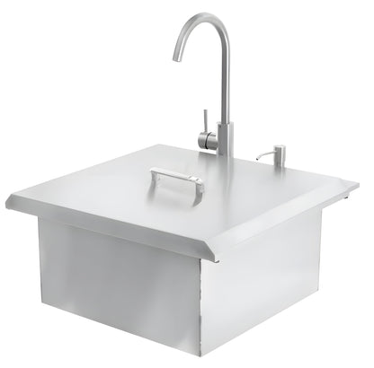 PCM  21" Outdoor Rated Drop-In Bar Sink With Hot/Cold Faucet - BBQ-260-SINK-21