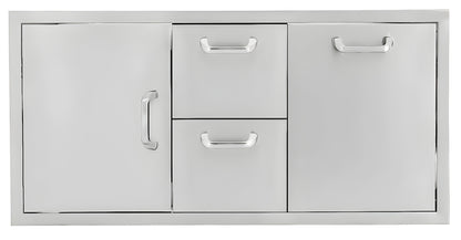 PCM  260 Series 32" Double Drawer & Trash/Propane Tank Roll-Out Combo -  BBQ-260-DDC/TR-R