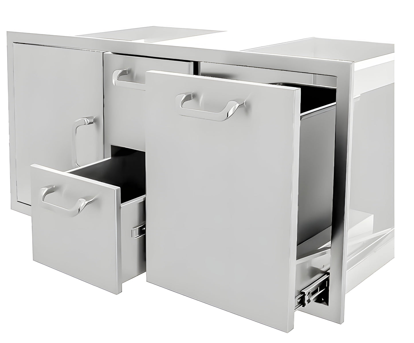 PCM  260 Series 32" Double Drawer & Trash/Propane Tank Roll-Out Combo -  BBQ-260-DDC/TR-R