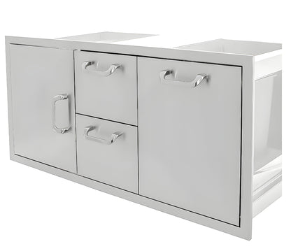 PCM  260 Series 32" Double Drawer & Trash/Propane Tank Roll-Out Combo -  BBQ-260-DDC/TR-R
