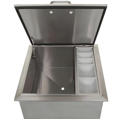 PCM 260 Series 18" Drop-In Ice Bin Cooler w/ Condiment Tray - BBQ-260-18DI