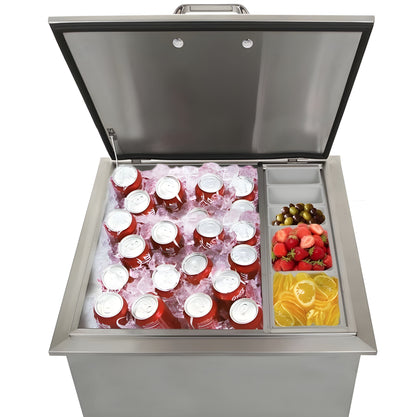 PCM 260 Series 18" Drop-In Ice Bin Cooler w/ Condiment Tray - BBQ-260-18DI