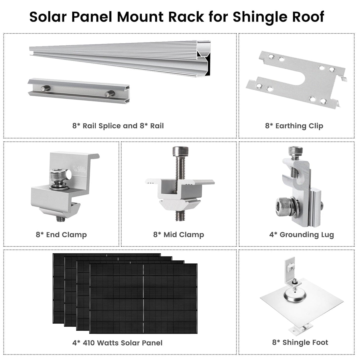 410 Watt Monocrystalline Solar Panel (4 Packs) With Solar Panel Mount Rack - Backyard Provider