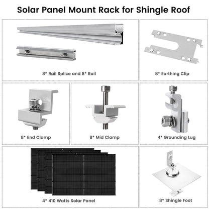 410 Watt Monocrystalline Solar Panel (4 Packs) With Solar Panel Mount Rack - Backyard Provider