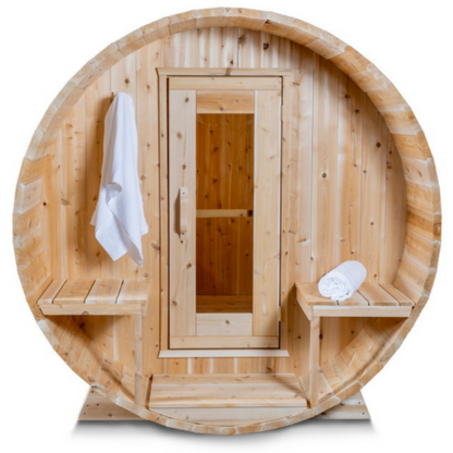 Dundalk LeisureCraft Canadian Timber Serenity 3-4 Person Barrel Sauna CTC2245W - CTC2245W-NH