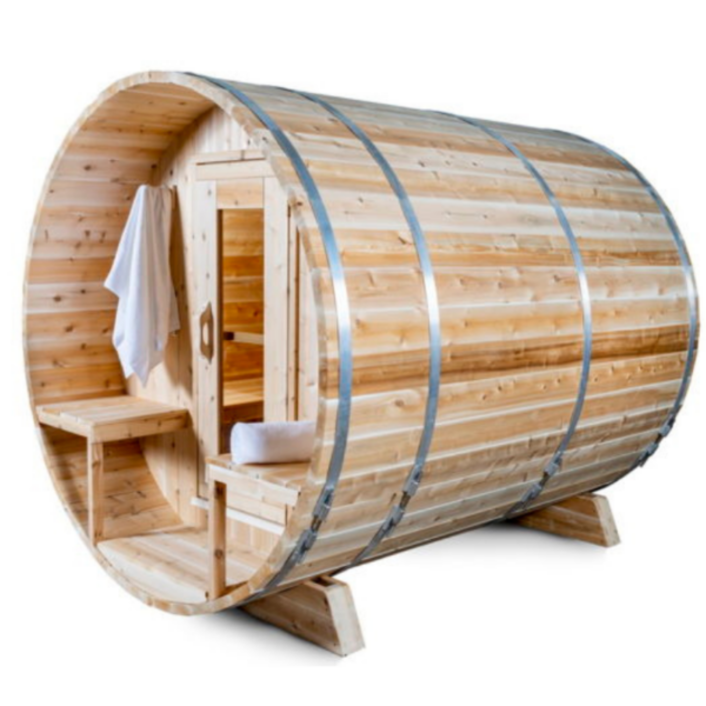 Dundalk LeisureCraft Canadian Timber Serenity 3-4 Person Barrel Sauna CTC2245W - CTC2245W-NH