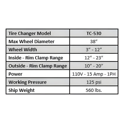 Tuxedo  Tire Changer - TC-530