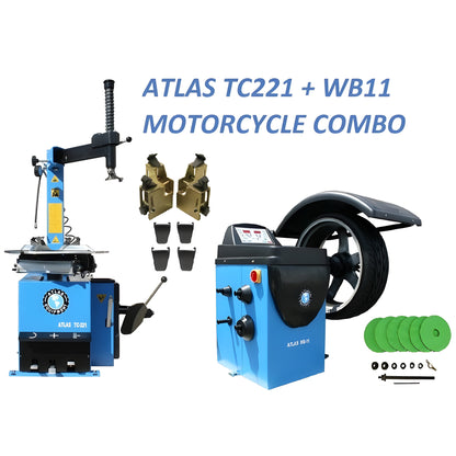 Atlas TC221 Tire Changer + WB11 Motorcyle Wheel Balancer Combo Package - ATETCWB-MC-COMBO1-FPD
