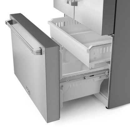 Thor Kitchen 36 Inch Professional French Door Refrigerator with Ice and Water Dispenser – Model - TRF3628FFD