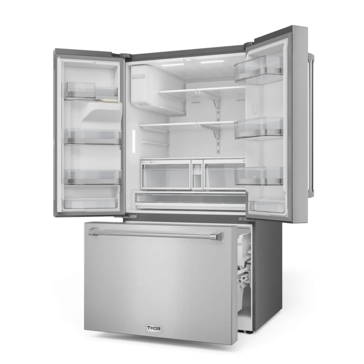 Thor Kitchen 36 Inch Professional French Door Refrigerator with Ice and Water Dispenser – Model - TRF3628FFD
