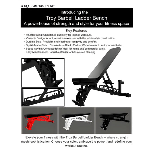 TROY Commercial Adjustable Ladder Bench - G-AB-L-BLK-1