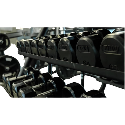 TROY 5-50 lb Rubber Dumbbell Set with Rack -  COMMPAC-TSDR50