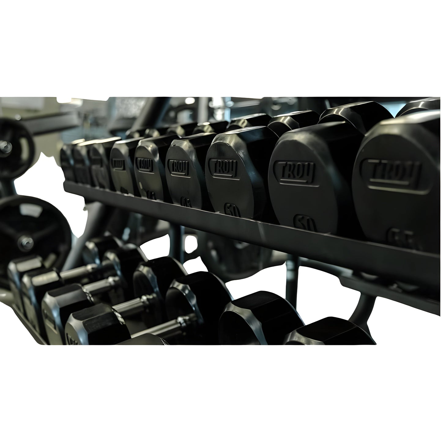 TROY 5-50 lb Rubber Dumbbell Set with Rack -  COMMPAC-TSDR50