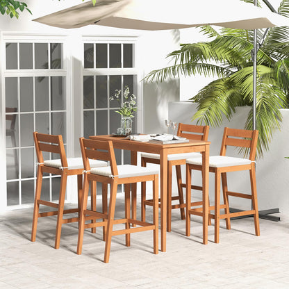 Tangkula 5 Pieces Patio Eucalyptus Wood Bar Set - HW71566+2*HW71567WH-2