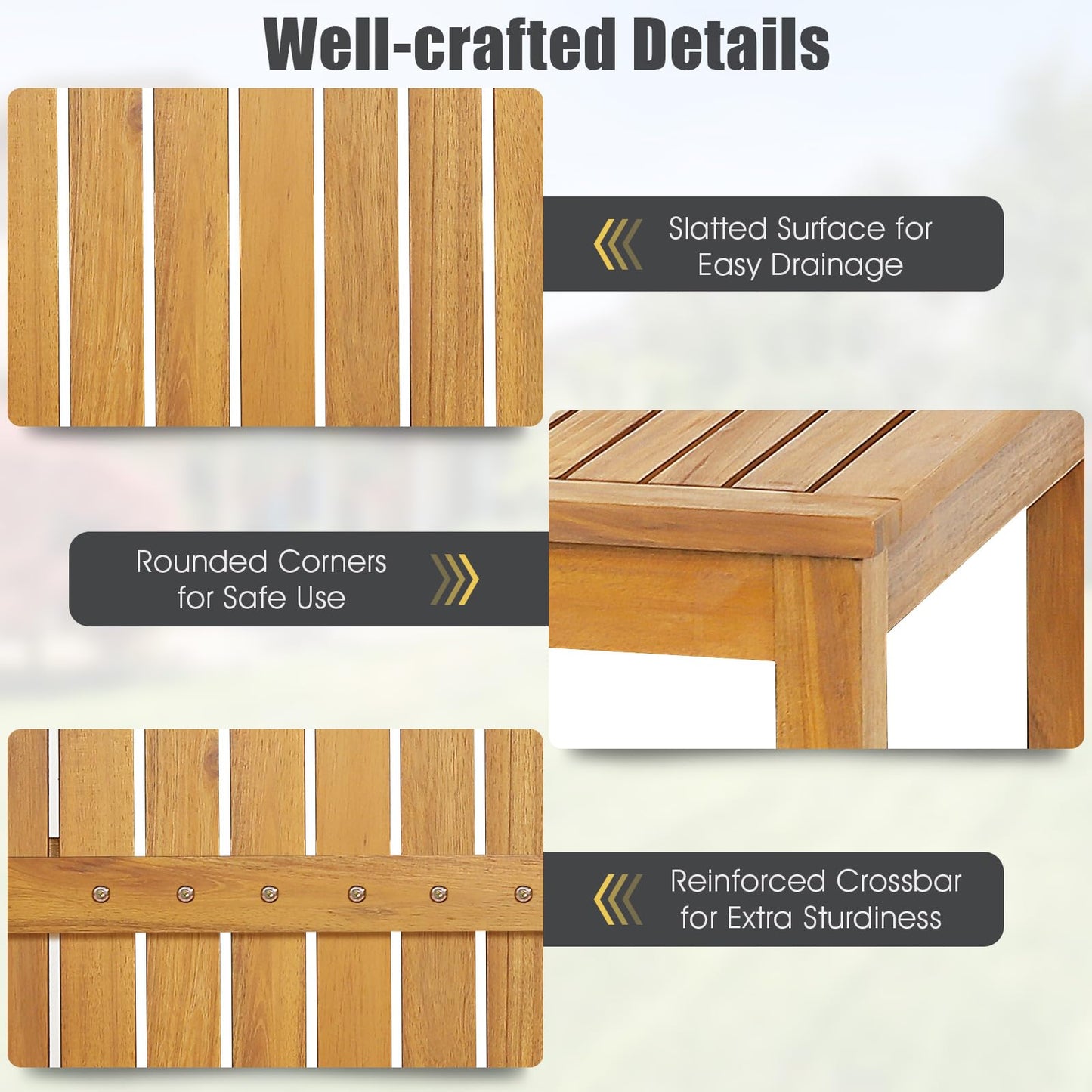 Tangkula 5 Piece Outdoor Acacia Wood Bar Table Set - HW71325+HW71326-4+HW71326-2 Price