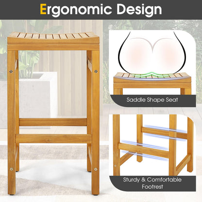 Tangkula 5 Piece Outdoor Acacia Wood Bar Table Set - HW71325+HW71326-4+HW71326-2 Price