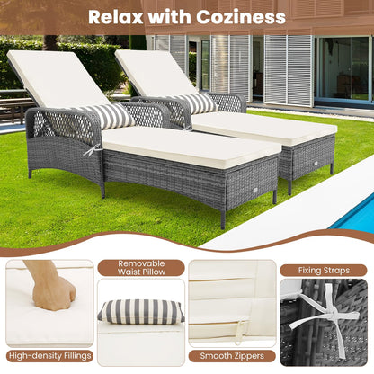 Tangkula Outdoor Chaise Lounge, Patio PE Recliner with 6-Level Backrest - HW71246