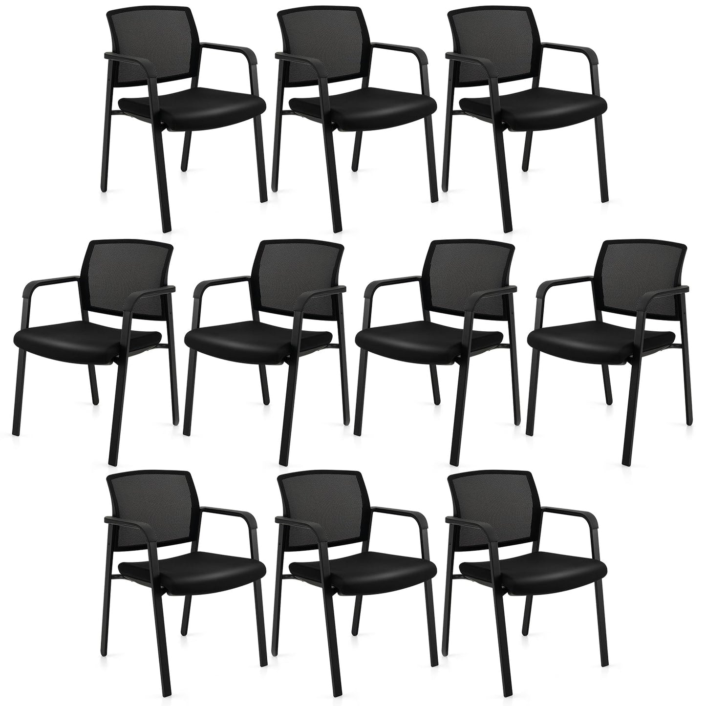 Tangkula Conference Room Chairs, Stackable Office Guest Chairs - 3*CB10544DK-2