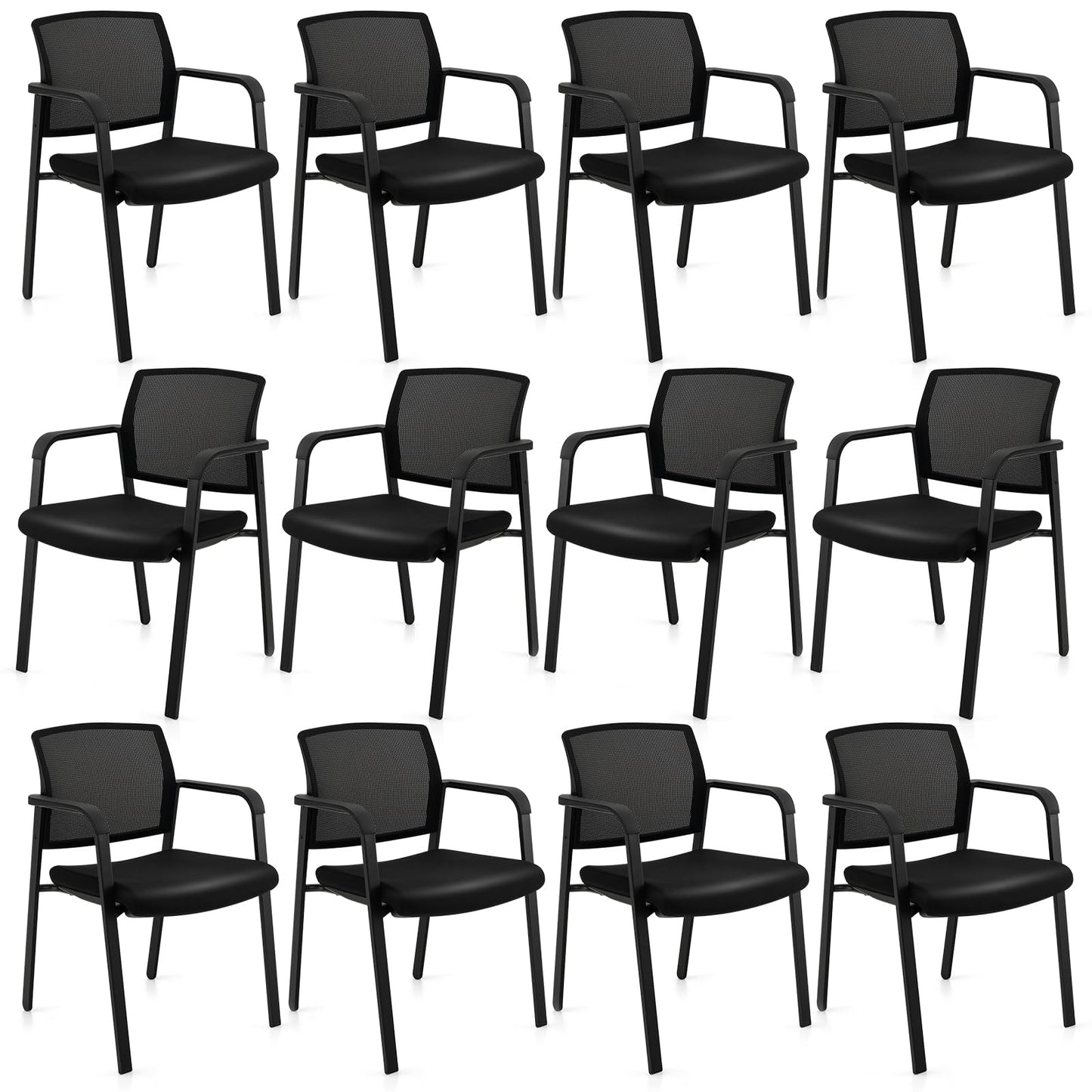 Tangkula Conference Room Chairs, Stackable Office Guest Chairs - 3*CB10544DK-2