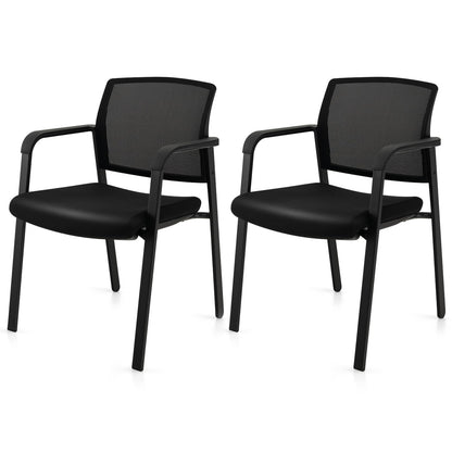 Tangkula Conference Room Chairs, Stackable Office Guest Chairs - 3*CB10544DK-2